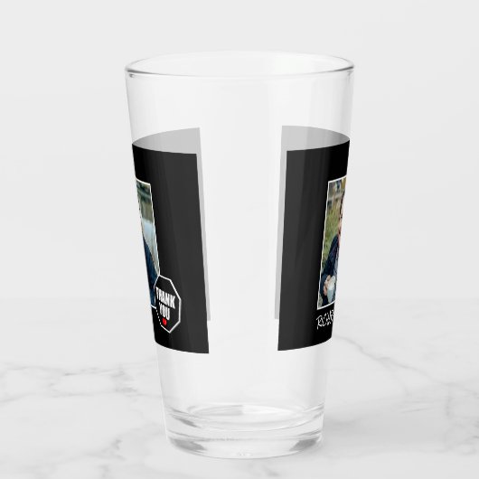 Red Heart Dank u, aangepaste foto - gepersonalisee Glas (Rechts)