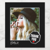 Red Heart Dank u, aangepaste foto - gepersonalisee Wijn Etiket (Enkel label)