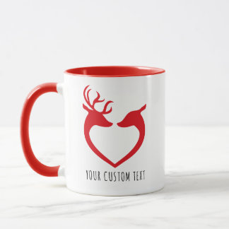 Red Heart Deer Paar Gepersonaliseerde Valentijnsda Mok