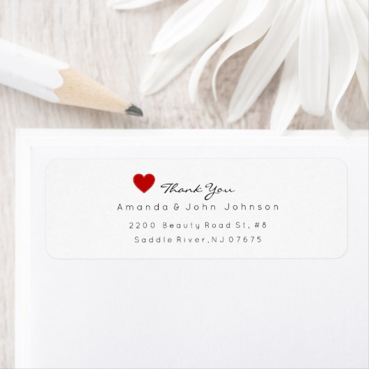 Red Heart Delciate Bedankt voor je huwelijk Etiket (Insitu)