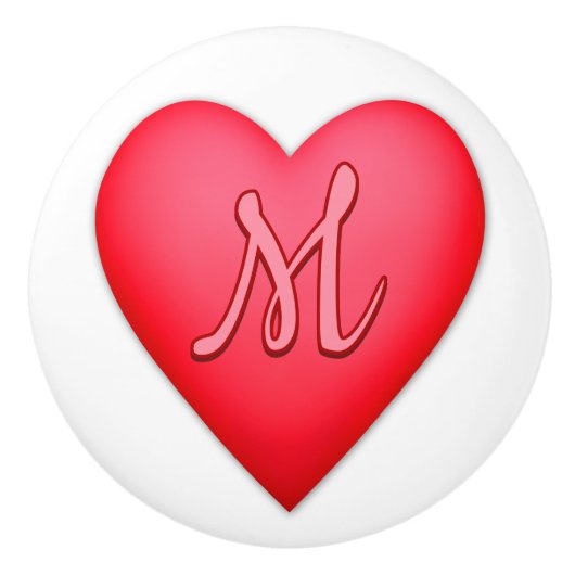 Red Heart Design gepersonaliseerd Initiaal Keramische Knop (Voorkant)