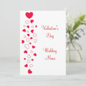 Red Heart Design Valentijnsdag bruiloft Menu (Staand voorkant)