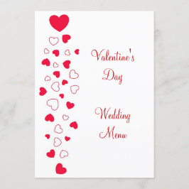 Red Heart Design Valentijnsdag bruiloft Menu