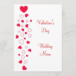 Red Heart Design Valentijnsdag bruiloft Menu
