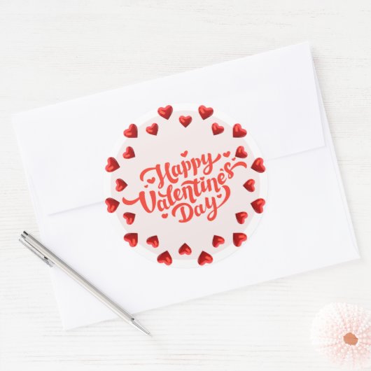 Red Heart Design Valentin Sticker (Envelop)