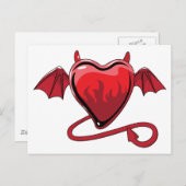 Red Heart Devil Horns Love Hearts Briefkaart (Voorkant / Achterkant)
