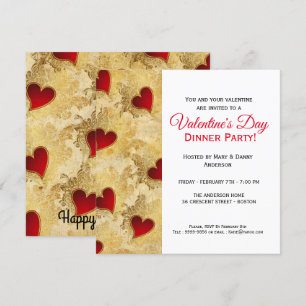 Red Heart Dinner Valentijnsdag Uitnodiging