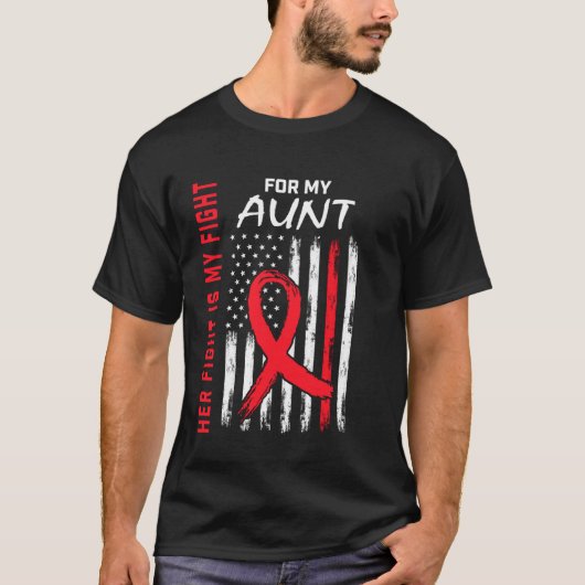 Red Heart Disease Awareness Flag Aunt Supporter Pr T-shirt (Voorkant)