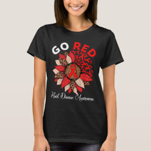 Red Heart Disease Awareness Red Ribbon Zonnebloem T-shirt