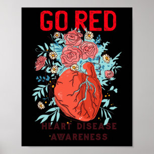 Red Heart Disease Support Heart Disease Awareness Poster