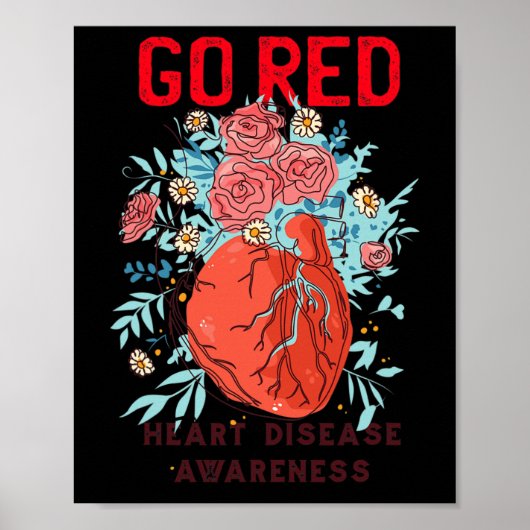Red Heart Disease Support Heart Disease Awareness Poster (Voorkant)