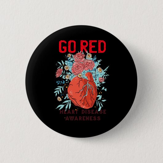 Red Heart Disease Support Heart Disease Awareness Ronde Button 5,7 Cm (Voorkant)