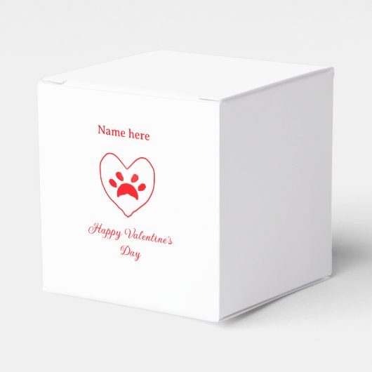 Red heart dog cat paw happy Valentine's day name Bedankdoosjes (Voorkant Zijde)