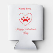 Red heart dog cat paw happy Valentine's day name Blikjeskoeler (Achterkant)