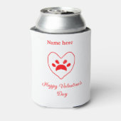 Red heart dog cat paw happy Valentine's day name Blikjeskoeler (Blikje Achterkant)