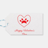 Red heart dog cat paw happy Valentine's day name  Cadeaulabel (Achterkant Horizontaal)