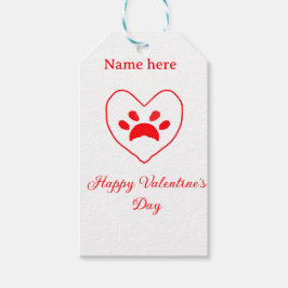 Red heart dog cat paw happy Valentine's day name  Cadeaulabel