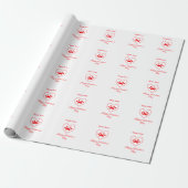 Red heart dog cat paw happy Valentine's day name  Cadeaupapier (Uitgerold)