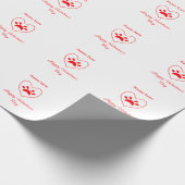 Red heart dog cat paw happy Valentine's day name  Cadeaupapier (Hoek)