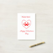 Red heart dog cat paw happy Valentine's day name Post-it® Notes (Op bureau)