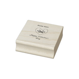 Red heart dog cat paw happy Valentine's day name  Rubberstempel