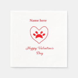 Red heart dog cat paw happy Valentine's day name  Servet
