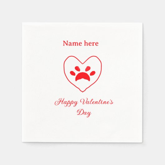 Red heart dog cat paw happy Valentine's day name Servet (Voorkant)