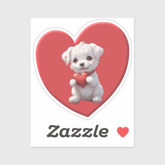 red heart dog sticker (Vel)