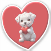 red heart dog sticker (Voorkant)