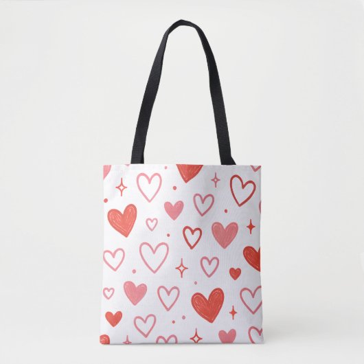 Red Heart Doodle Canvas tas (Voorkant)