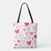 Red Heart Doodle Canvas tas (Achterkant)