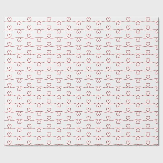 Red Heart Doodle Lines Cadeaupapier (Vlak)
