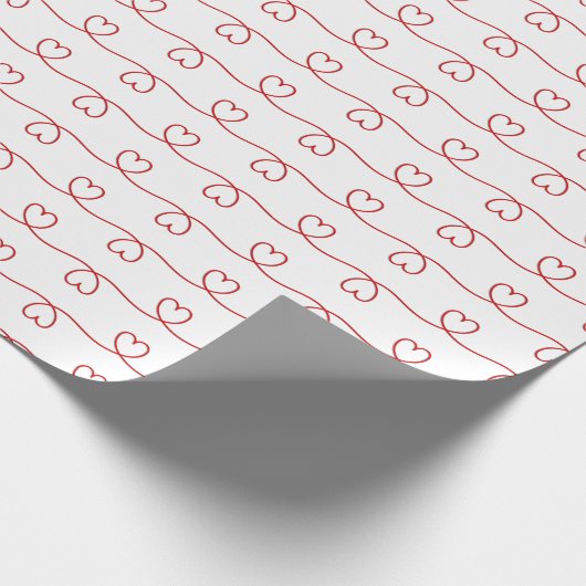 Red Heart Doodle Lines Cadeaupapier (Hoek)