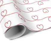 Red Heart Doodle Lines Cadeaupapier (Rol Hoek)