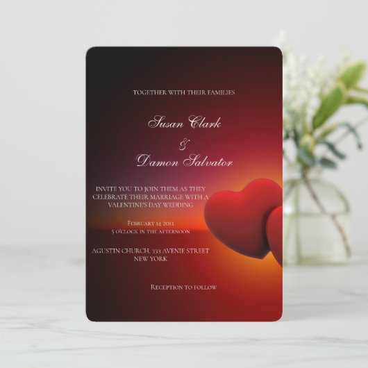 Red Heart Elegant Valentijnse huwelijksdag Kaart (Staand voorkant)