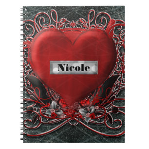 Red Heart en Rozen Gothic Glam - Aangepast op maat Notitieboek
