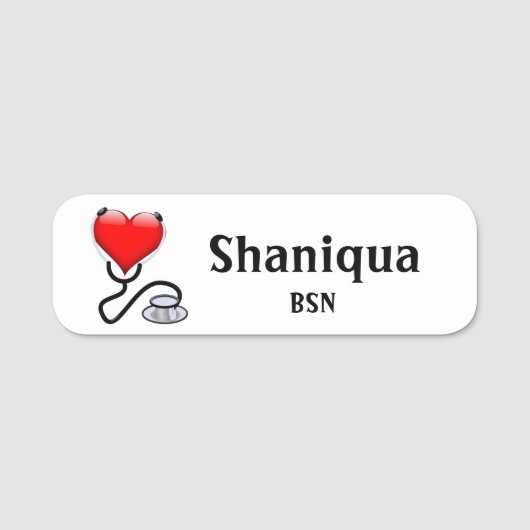 Red Heart en Stethoscope Medical White Name Tag (Voorkant)