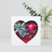 RED HEART EN VERGEET ME NIET MONOGRAM White Champa Kaart (Staand voorkant)