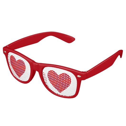 Red Heart Eyes Romantic Cute Valentijns Party Retro Zonnebril (Gekanteld)