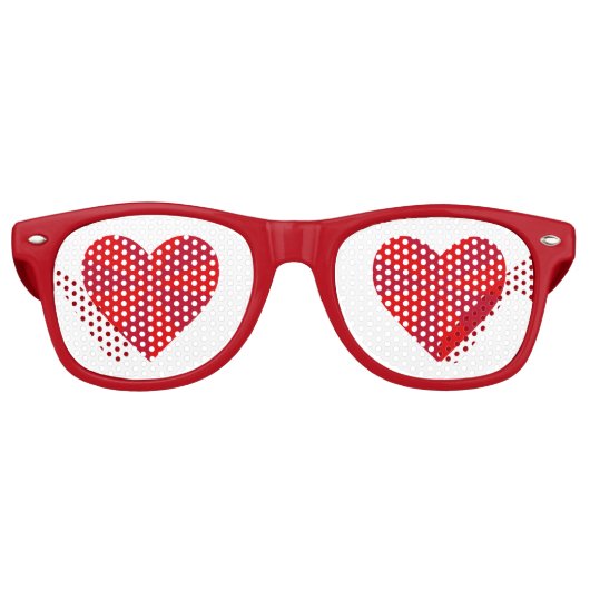Red Heart Eyes Romantic Cute Valentijns Party Retro Zonnebril (Voorkant)