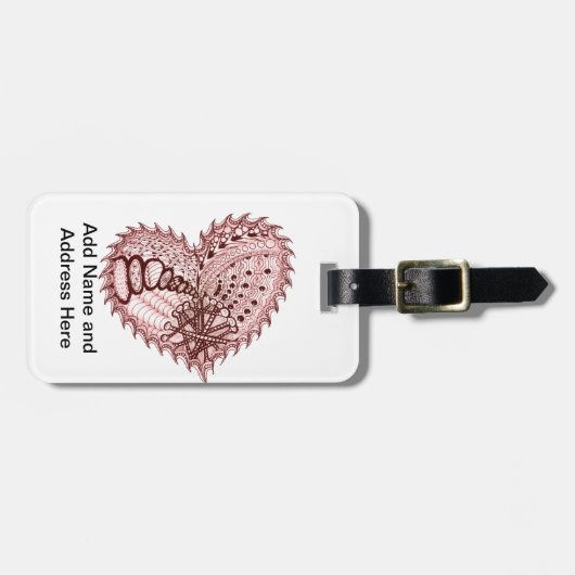 Red Heart Fire Doodle Bagagelabel (Voorkant horizontaal)