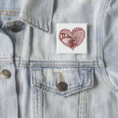 Red Heart Fire Doodle Vierkante Button 5,1 Cm (In situ)