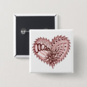Red Heart Fire Doodle Vierkante Button 5,1 Cm (Voorkant /achterkant)
