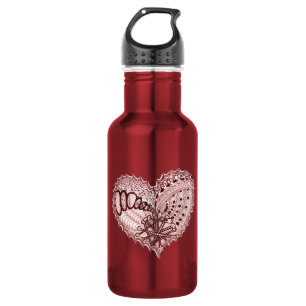 Red Heart Fire Doodle Waterfles