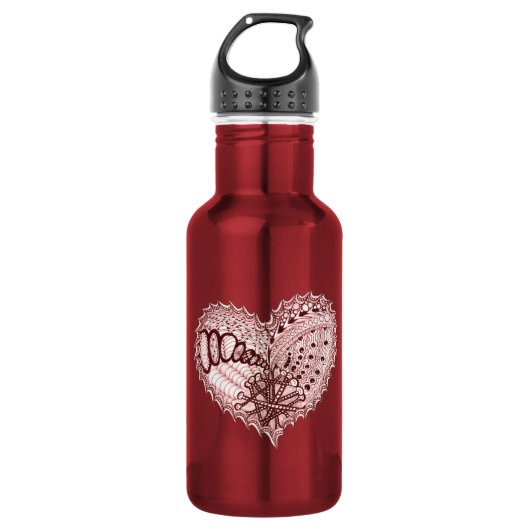 Red Heart Fire Doodle Waterfles (Voorkant)