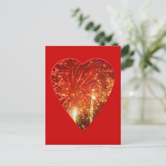 Red Heart Fireworks Briefkaart (Staand voorkant)