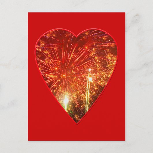 Red Heart Fireworks Briefkaart (Voorkant)