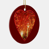 Red Heart Fireworks Keramisch Ornament (Rechts)