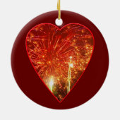 Red Heart Fireworks Keramisch Ornament (Achterkant)