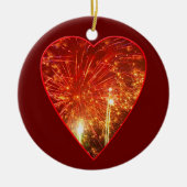 Red Heart Fireworks Keramisch Ornament (Voorkant)